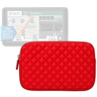 Evecase Universal Diamond Neoprene Sleeve Case Bag for Garmin nüvi 2797LMT / nüvi 2757LM 7-Inch Portable Bluetooth Vehicle GPS Navigator - Red